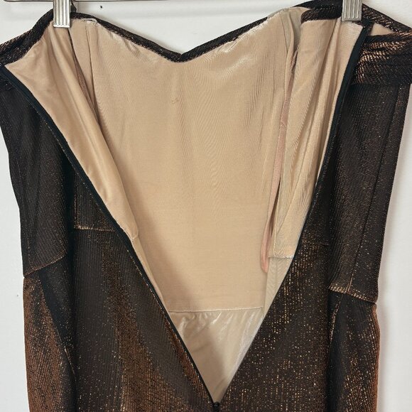 Women’s Bronze Maxi Strapless Dress W/Elbow Length Open-Front Jacket & Scarf - Picture 5 of 15